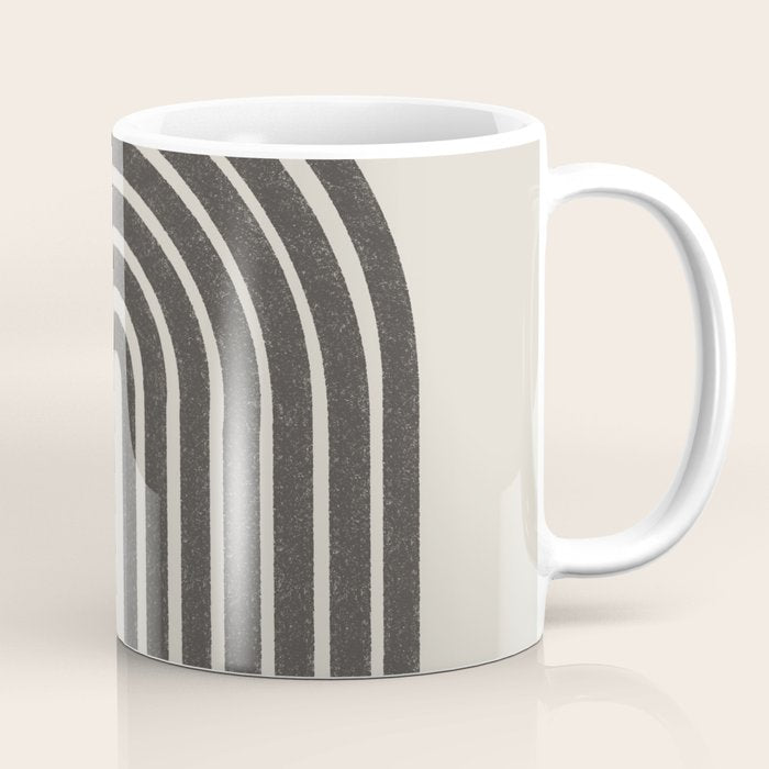 Mid Century Modern Beige and Black  Coffee Mug Gallery Image 1