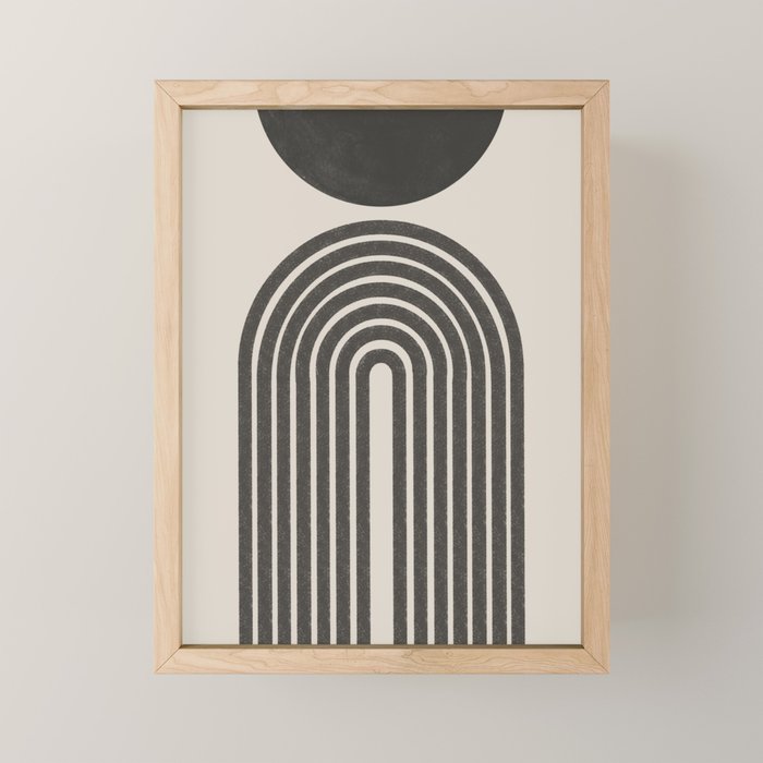 Mid Century Modern Beige and Black  Mini Art Print Gallery Image 1