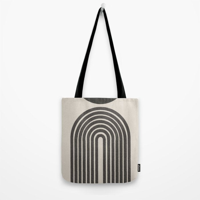 Mid Century Modern Beige and Black  Tote Bag Gallery Image 2