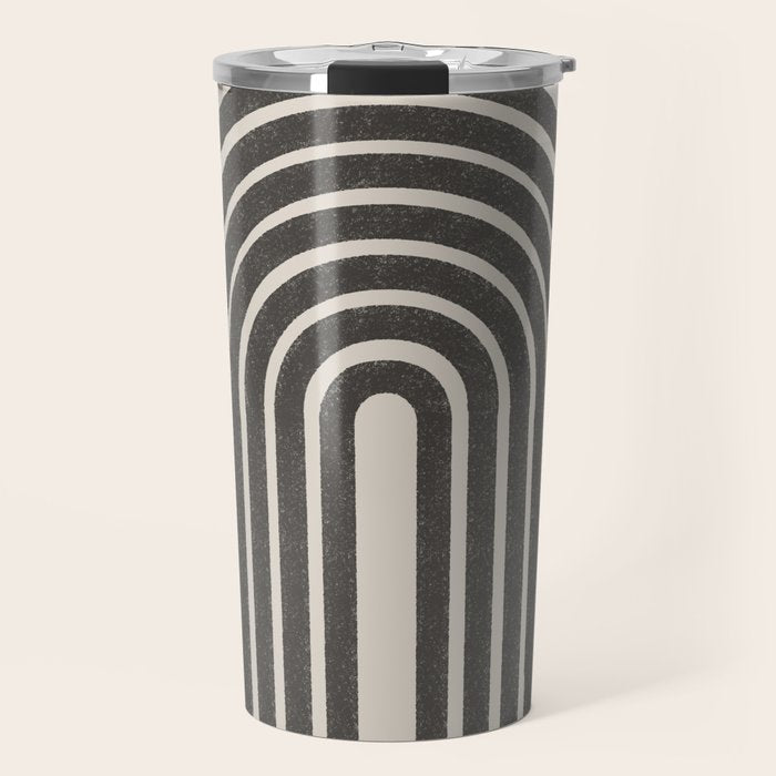 Mid Century Modern Beige and Black  Travel Mug Gallery Image 1