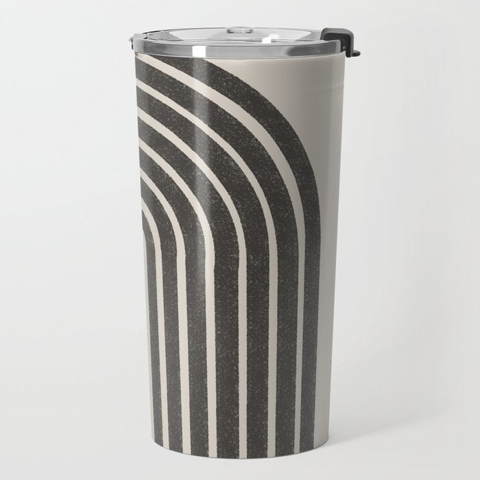 Mid Century Modern Beige and Black  Travel Mug Gallery Image 2