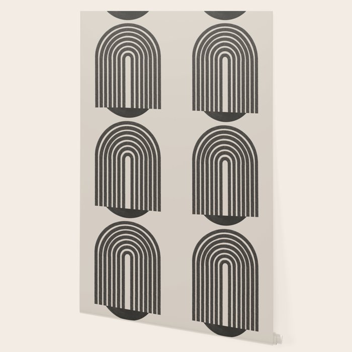 Mid Century Modern Beige and Black  Wallpaper Gallery Image 2