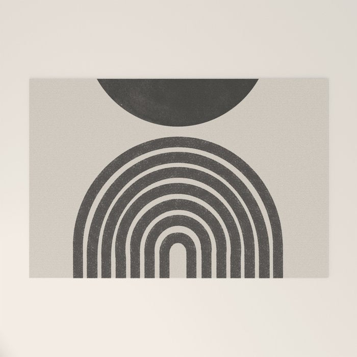 Mid Century Modern Beige and Black  Welcome Mat Gallery Image 1