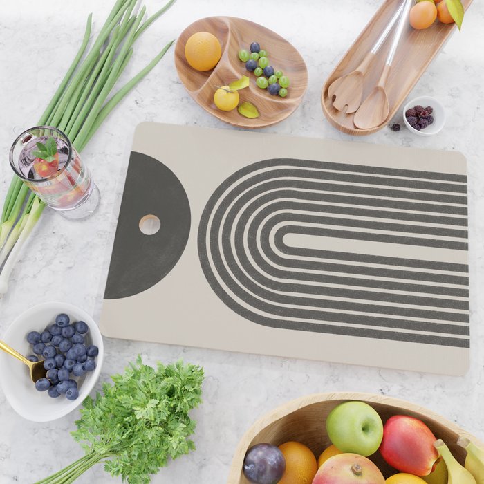 Mid Century Modern Beige and Black  Cutting Board Gallery Image 2