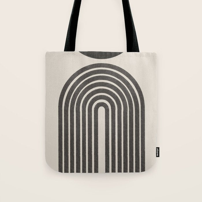 Mid Century Modern Beige and Black  Tote Bag Gallery Image 1