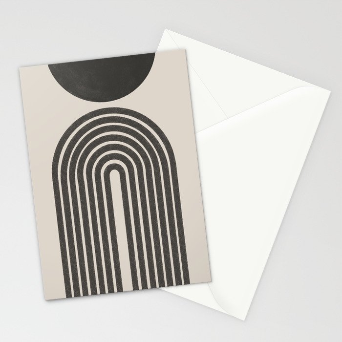 Mid Century Modern Beige and Black  Stationery Card Gallery Image 2