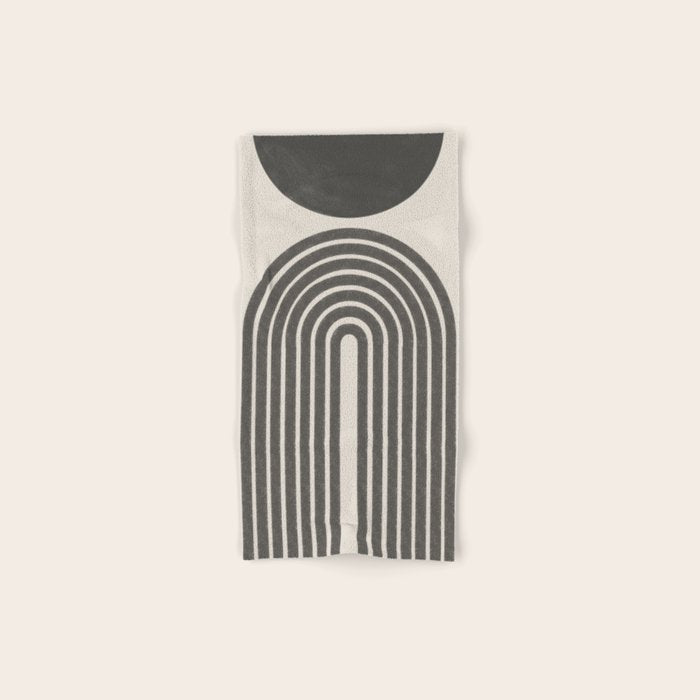 Mid Century Modern Beige and Black  Bath Towel Gallery Image 1