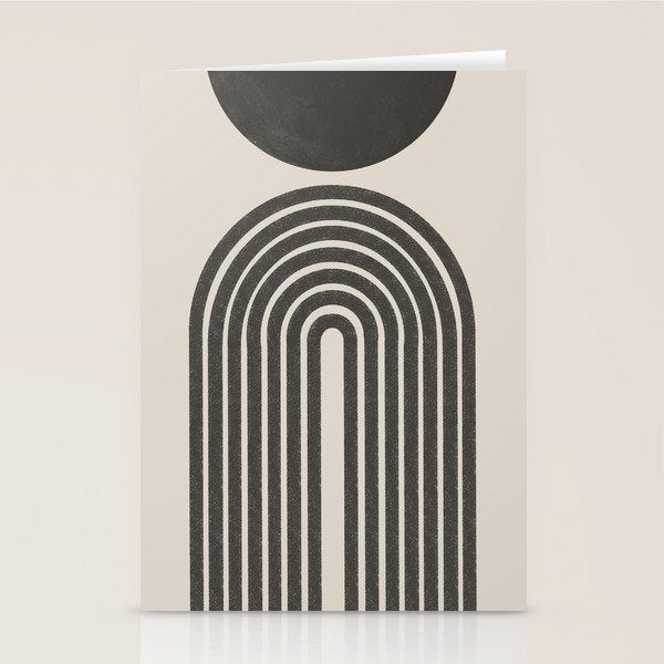Mid Century Modern Beige and Black  Stationery Card Gallery Image 1