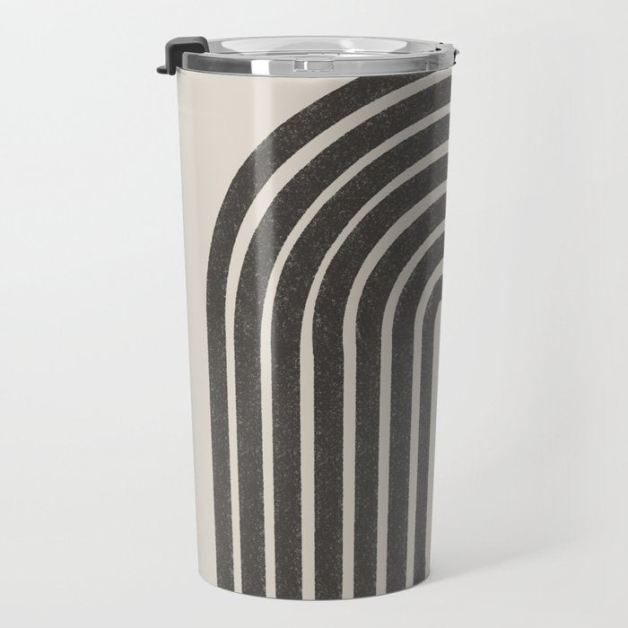 Mid Century Modern Beige and Black  Travel Mug Gallery Image 3