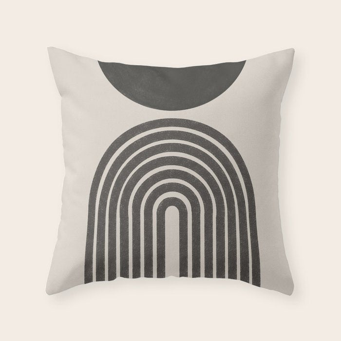 Mid Century Modern Beige and Black  Throw Pillow Gallery Image 6