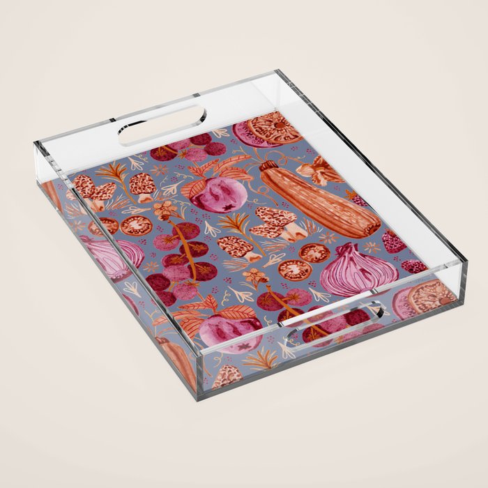 Garden Vegetables & Fresh Fruit in Grey & Rust Acrylic Tray Gallery Image 1