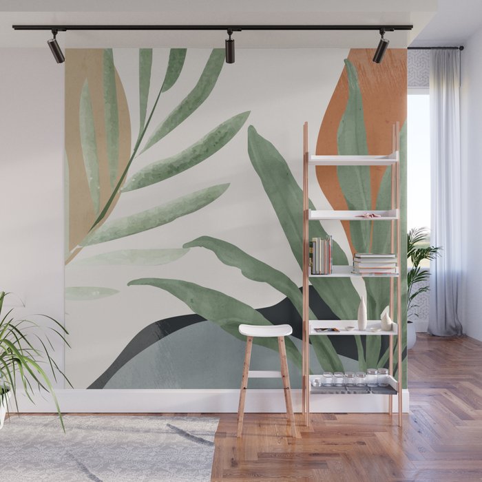 Abstract Art Tropical Leaves 10 Wall Mural Gallery Image 1