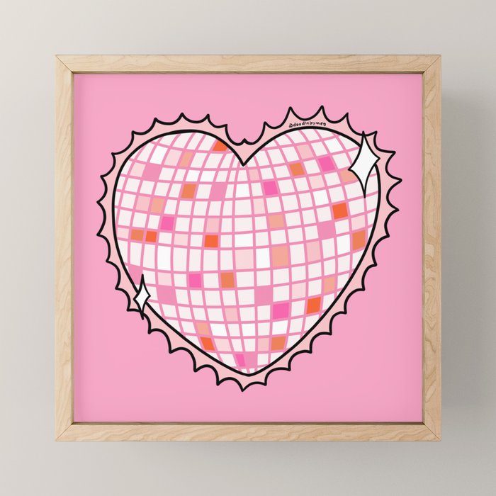 Disco Ball Heart Mini Art Print Gallery Image 1