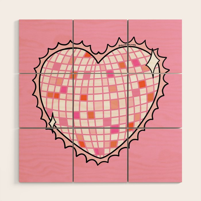 Disco Ball Heart Wood Wall Art Gallery Image 1