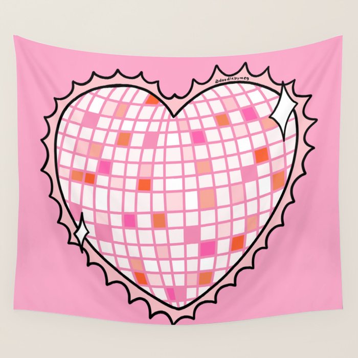 Disco Ball Heart Wall Tapestry Gallery Image 4