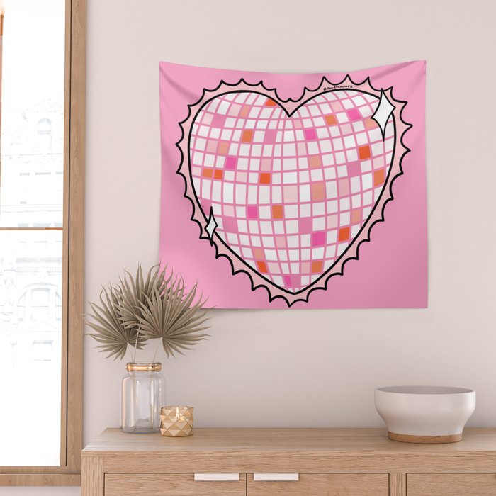 Disco Ball Heart Wall Tapestry Gallery Image 2