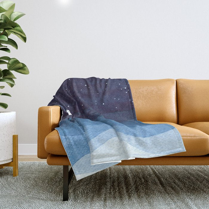 Boy with paper boats, blue Throw Blanket Gallery Image 1