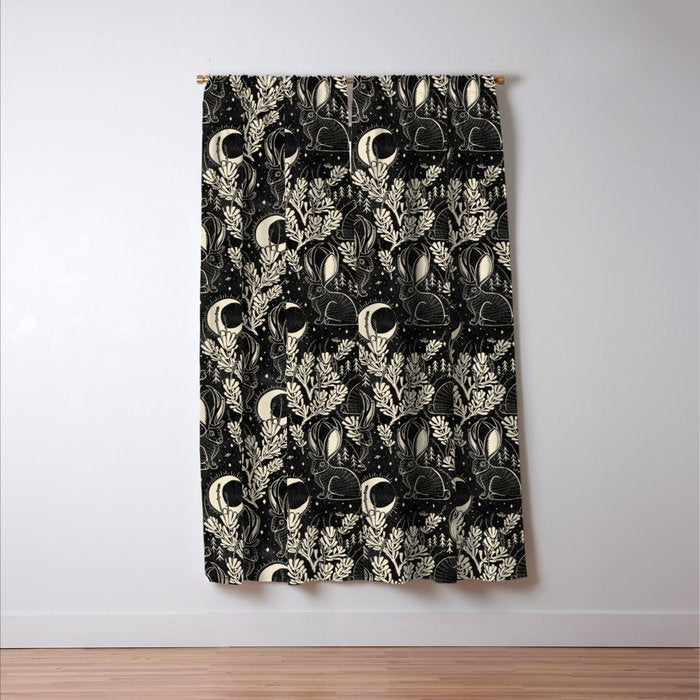 Jackalope - black and cream  Window Curtain Gallery Image 3