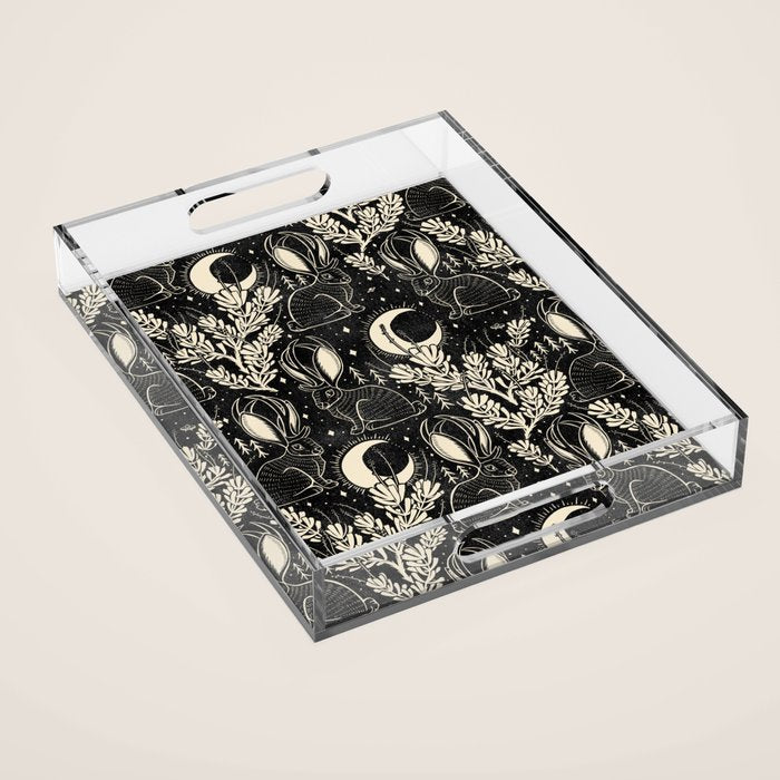 Jackalope - black and cream  Acrylic Tray Gallery Image 1