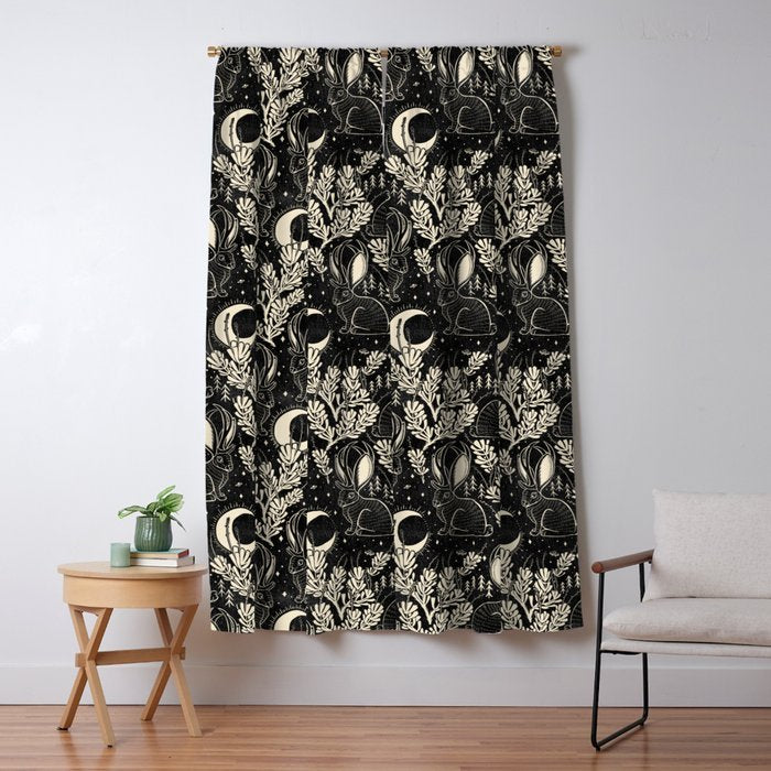 Jackalope - black and cream  Window Curtain Gallery Image 5