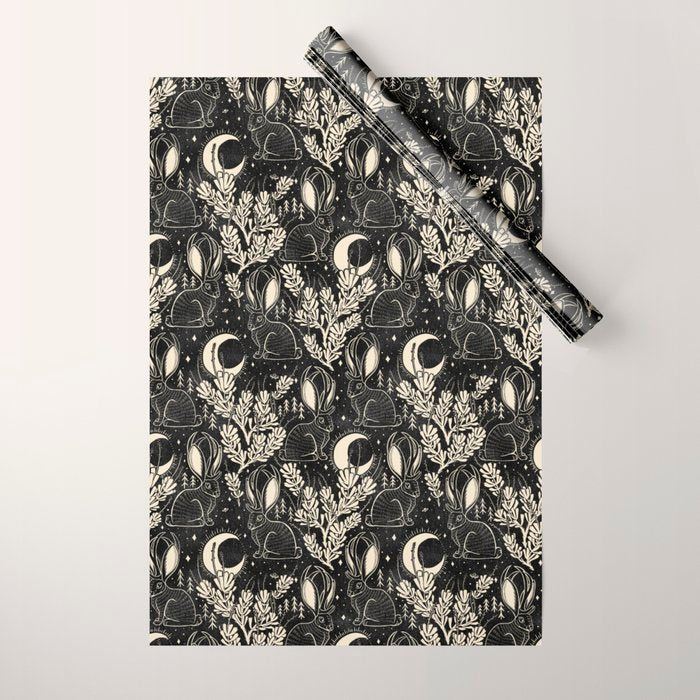 Jackalope - black and cream  Wrapping Paper Gallery Image 1