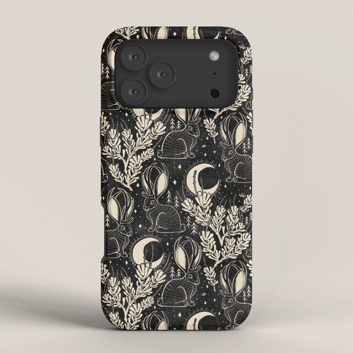 Jackalope - black and cream  iPhone Case Gallery Image 4