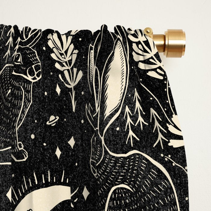 Jackalope - black and cream  Window Curtain Gallery Image 2