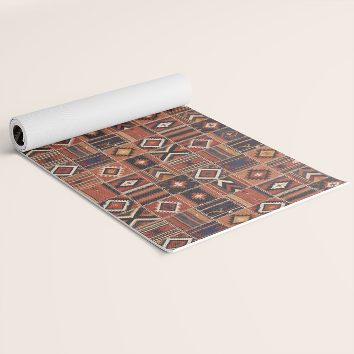 Geometric Tribal Patchwork Rug Design Yoga Mat Gallery Image 2