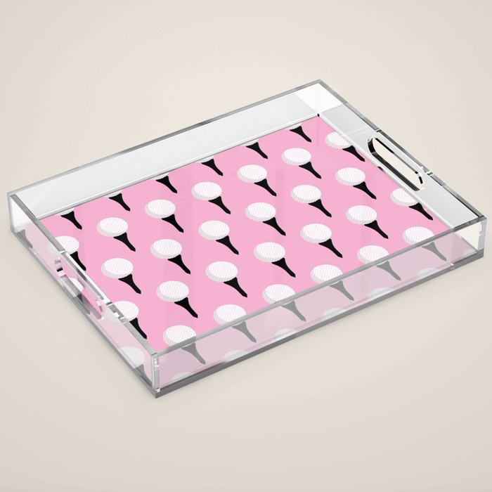 Golf Ball & Tee Pattern (Pink) Acrylic Tray Gallery Image 1