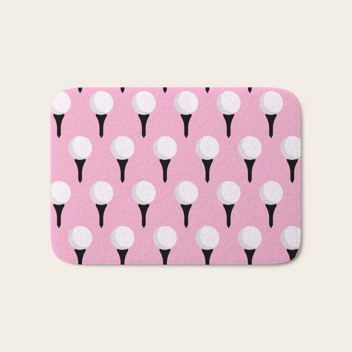 Golf Ball & Tee Pattern (Pink) Bath Mat Gallery Image 1