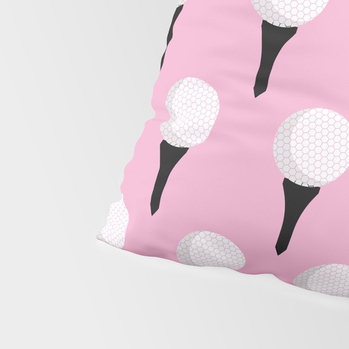 Golf Ball & Tee Pattern (Pink) Pillow Sham Gallery Image 4