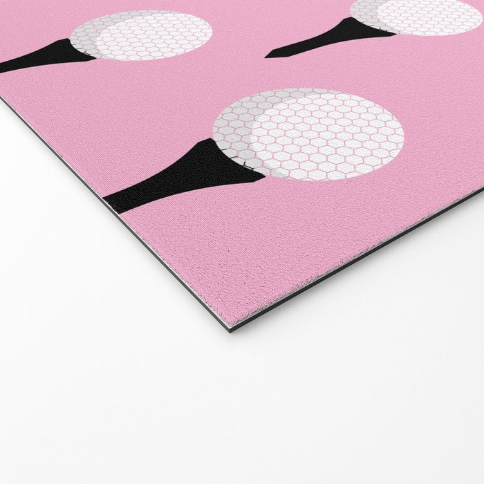 Golf Ball & Tee Pattern (Pink) Welcome Mat Gallery Image 2