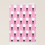 Golf Ball & Tee Pattern (Pink) Stationery Card Gallery Image 2