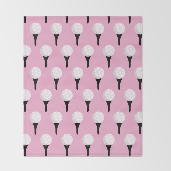Golf Ball & Tee Pattern (Pink) Throw Blanket Gallery Image 2