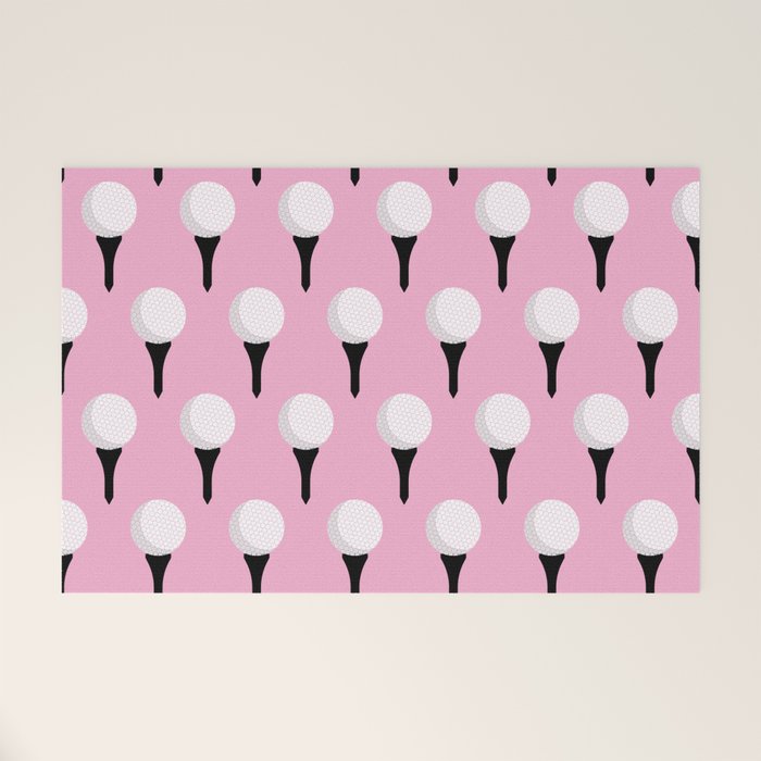 Golf Ball & Tee Pattern (Pink) Welcome Mat Gallery Image 1