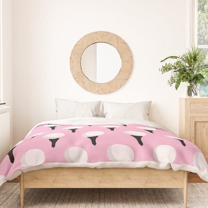 Golf Ball & Tee Pattern (Pink) Duvet Cover Gallery Image 3