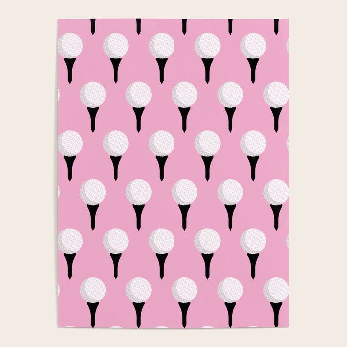 Golf Ball & Tee Pattern (Pink) Poster Gallery Image 4