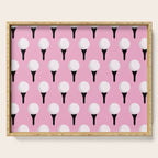 Golf Ball & Tee Pattern (Pink) Serving Tray Gallery Image 1