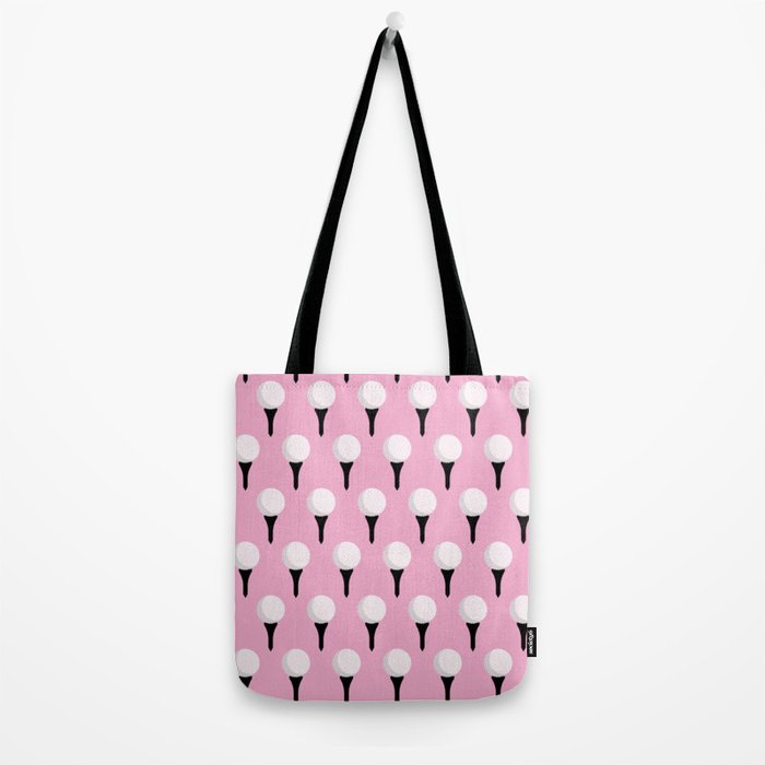 Golf Ball & Tee Pattern (Pink) Tote Bag Gallery Image 2