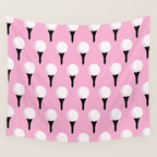 Golf Ball & Tee Pattern (Pink) Wall Tapestry Gallery Image 4