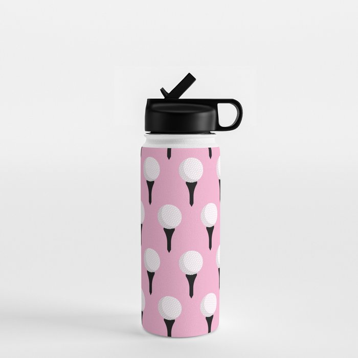 Golf Ball & Tee Pattern (Pink) Water Bottle Gallery Image 1