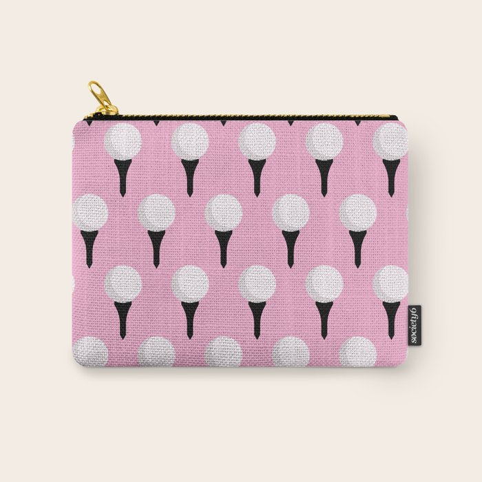 Golf Ball & Tee Pattern (Pink) Carry All Pouch Gallery Image 1