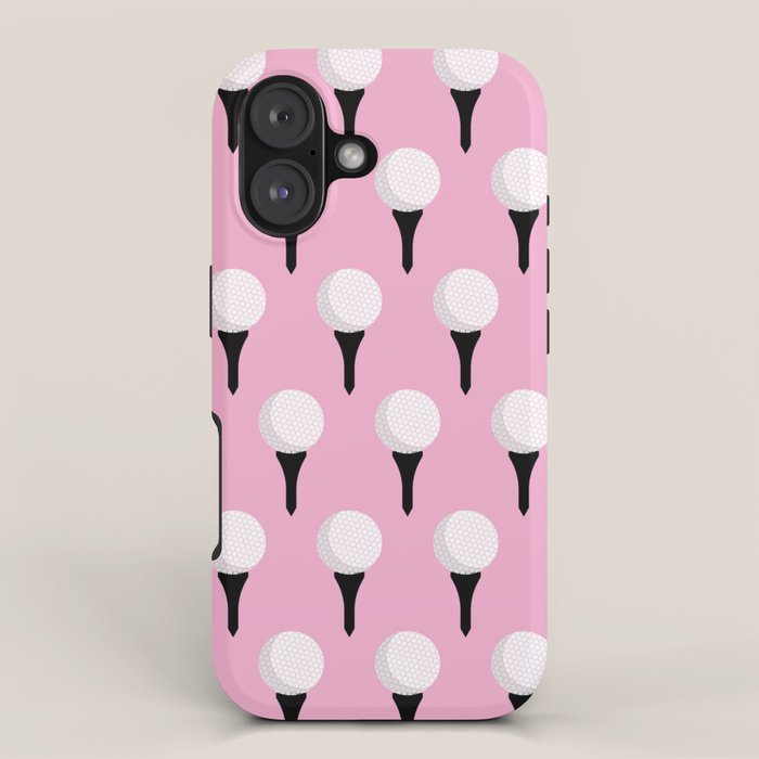 Golf Ball & Tee Pattern (Pink) iPhone Case Gallery Image 1
