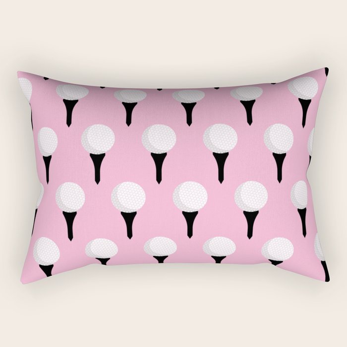 Golf Ball & Tee Pattern (Pink) Rectangular Pillow Gallery Image 2