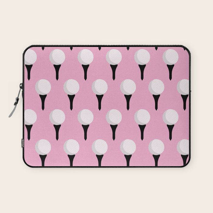 Golf Ball & Tee Pattern (Pink) Laptop Sleeve Gallery Image 1