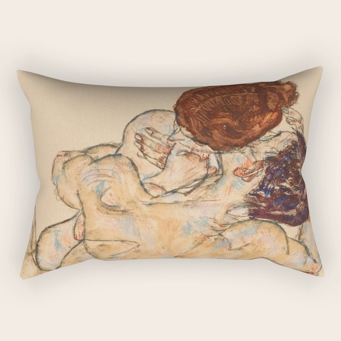 Egon Schiele "Mann und Frau, Umarmung" Rectangular Pillow Gallery Image 2