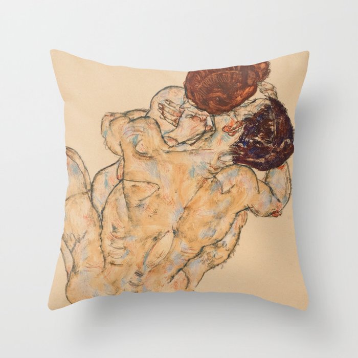 Egon Schiele "Mann und Frau, Umarmung" Throw Pillow Gallery Image 6