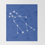 Gemini Zodiac Star Constellation Line Art Vibrant Blue Throw Blanket Gallery Image 2