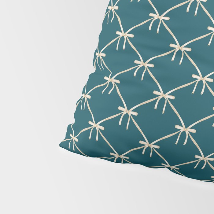 Bows & Ribbons Pattern XXIX Dark Teal Pillow Sham Gallery Image 4