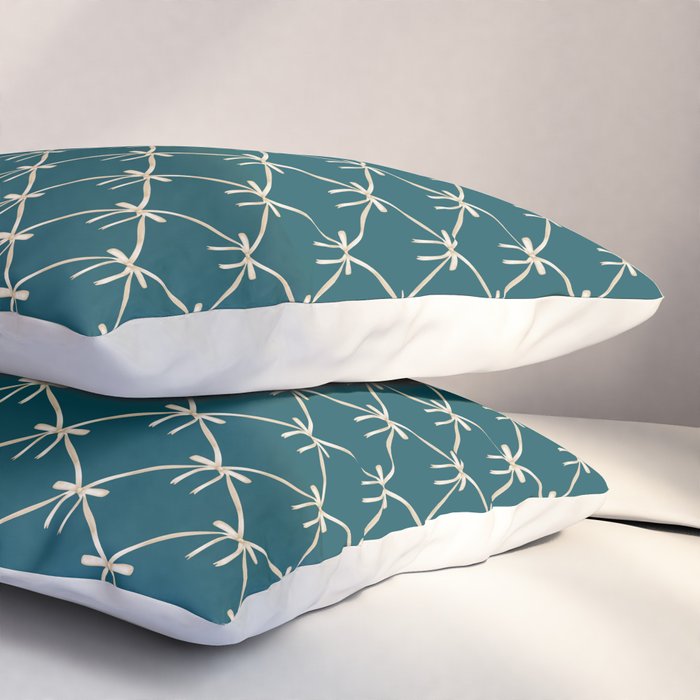 Bows & Ribbons Pattern XXIX Dark Teal Pillow Sham Gallery Image 3